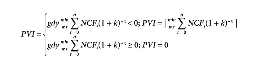 As part of this approach to evaluating the performance of investment projects, it is also possible to calculate the minimum level of invested capital that provides sufficient liquidity throughout the life of the project